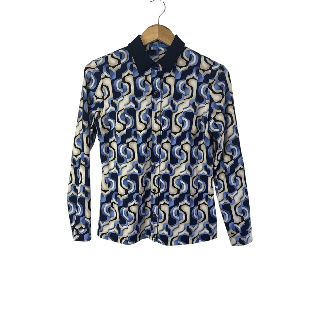 J.McLaughlin Betty Top Catalina Cloth Button Front Womens Small Luxury Geometric